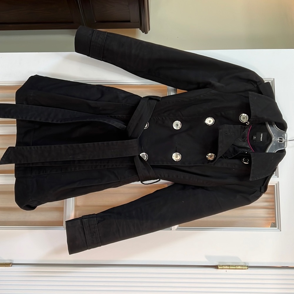 Express lined Trenchcoat.  Black.  Size S.  Excellent condition.